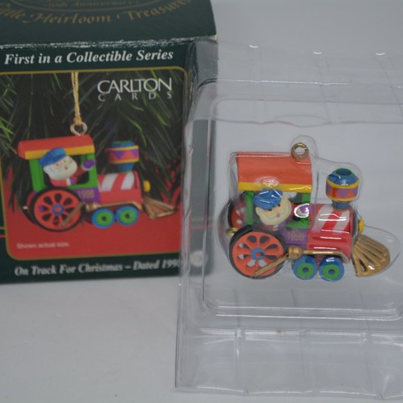 VTG 1998 Carlton Cards Heirloom Treasures Christmas Ornament Lot Train Earthling - Picture 3 of 8